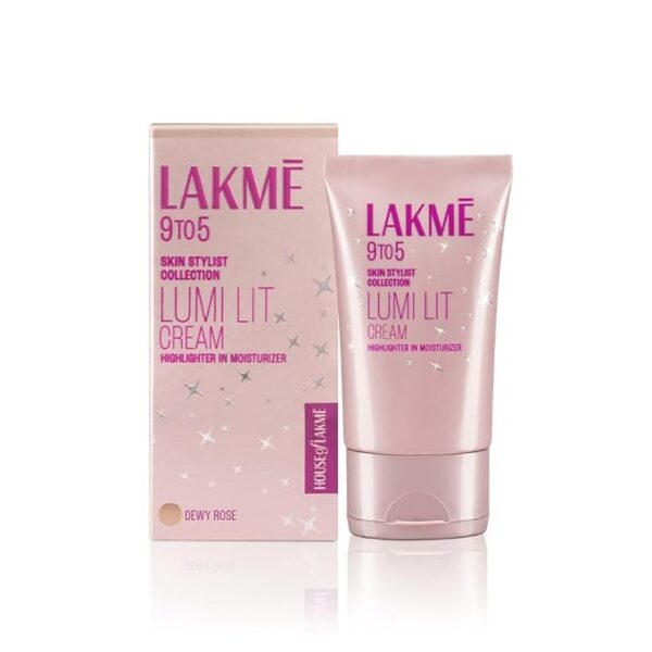 Lakmé Lumi Cream | Moisturizer & Highlighter with Niacinamide & Hyaluronic Acid – Dewy Rose (30g)