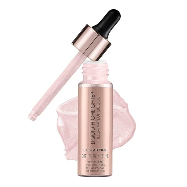 Swiss Beauty Drop & Glow Liquid Highlighter | Dewy Finish – Shade Light Pink (18ml)